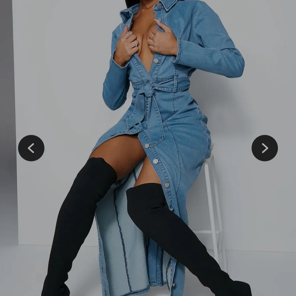 Fashion Nova Blue Denim Maxi Dress - Picture 2 of 6